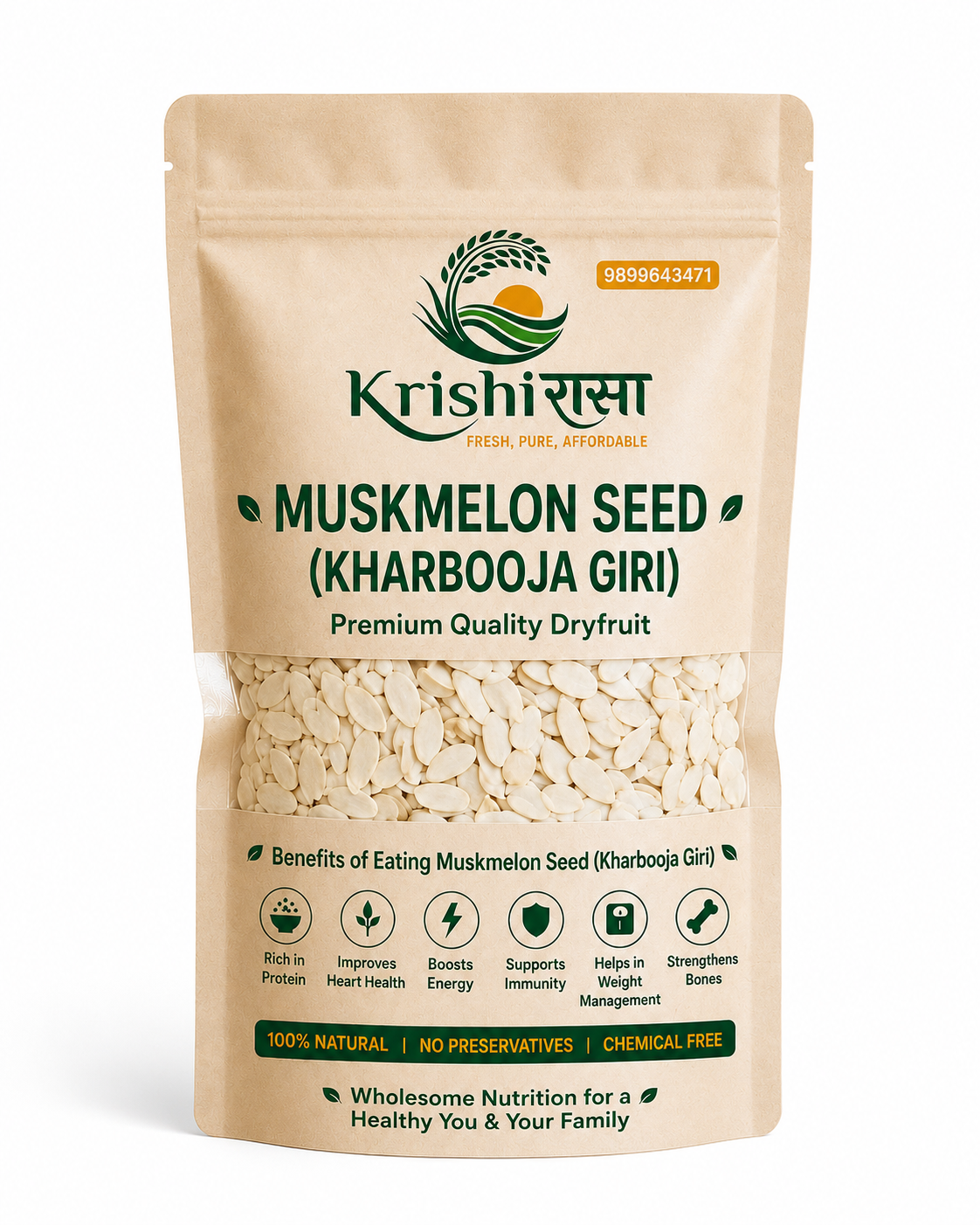 Premium Natural Muskmelon Seeds (Kharbooja Giri) – Fresh, Crunchy & Nutrient-Rich